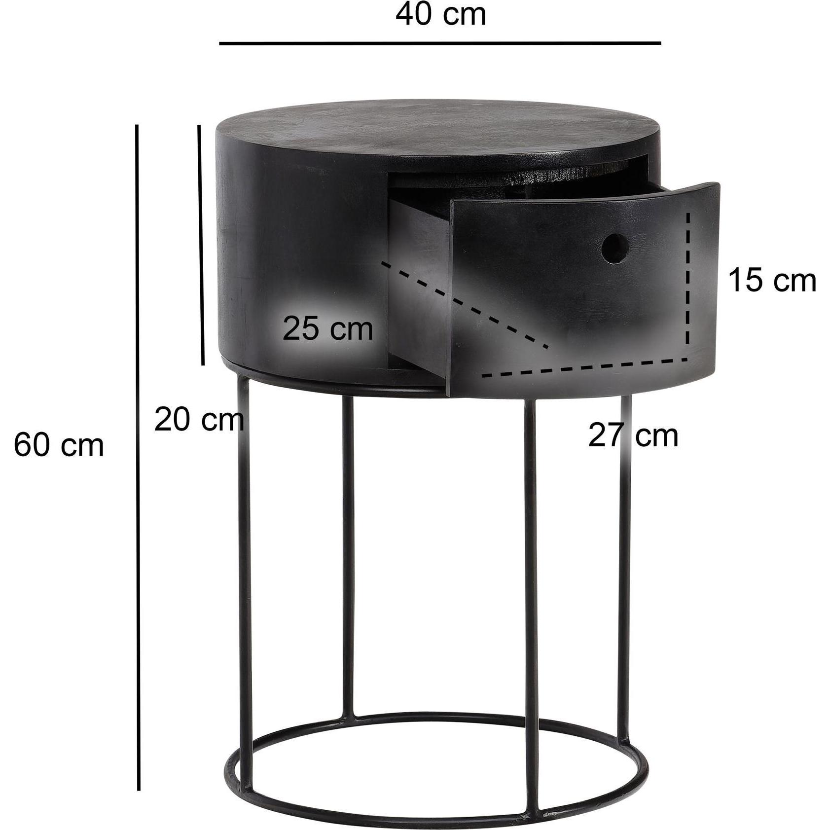 Thumbnail - FineBuy, Nachttisch, Nachttisch Nachtkonsole Boxspringbett Holz Massiv 60 cm Schublade Rund (40 x 40 x 60 cm)