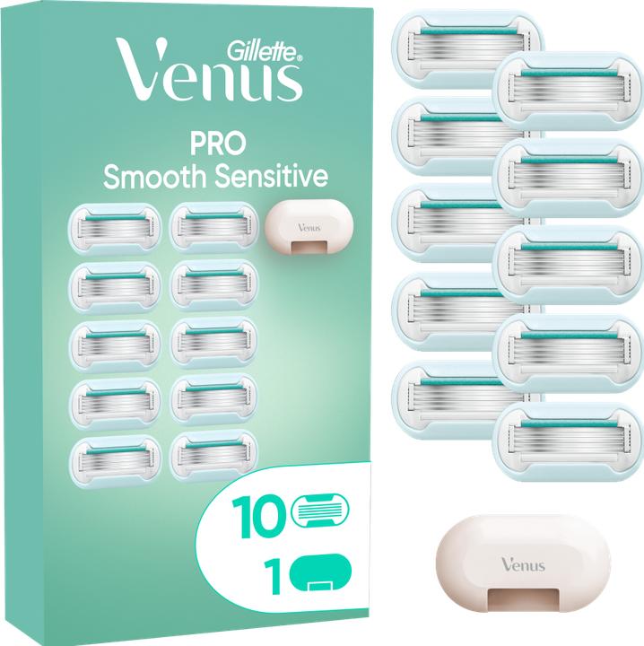 Gillette Venus Pro Smooth Sensitive Systemklingen 10er+Reiseschutzkappe ...