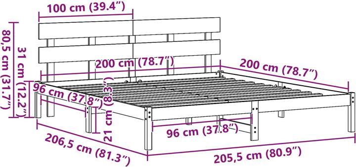 Actual product image vidaXL Bettgestell (200 x 200 cm)