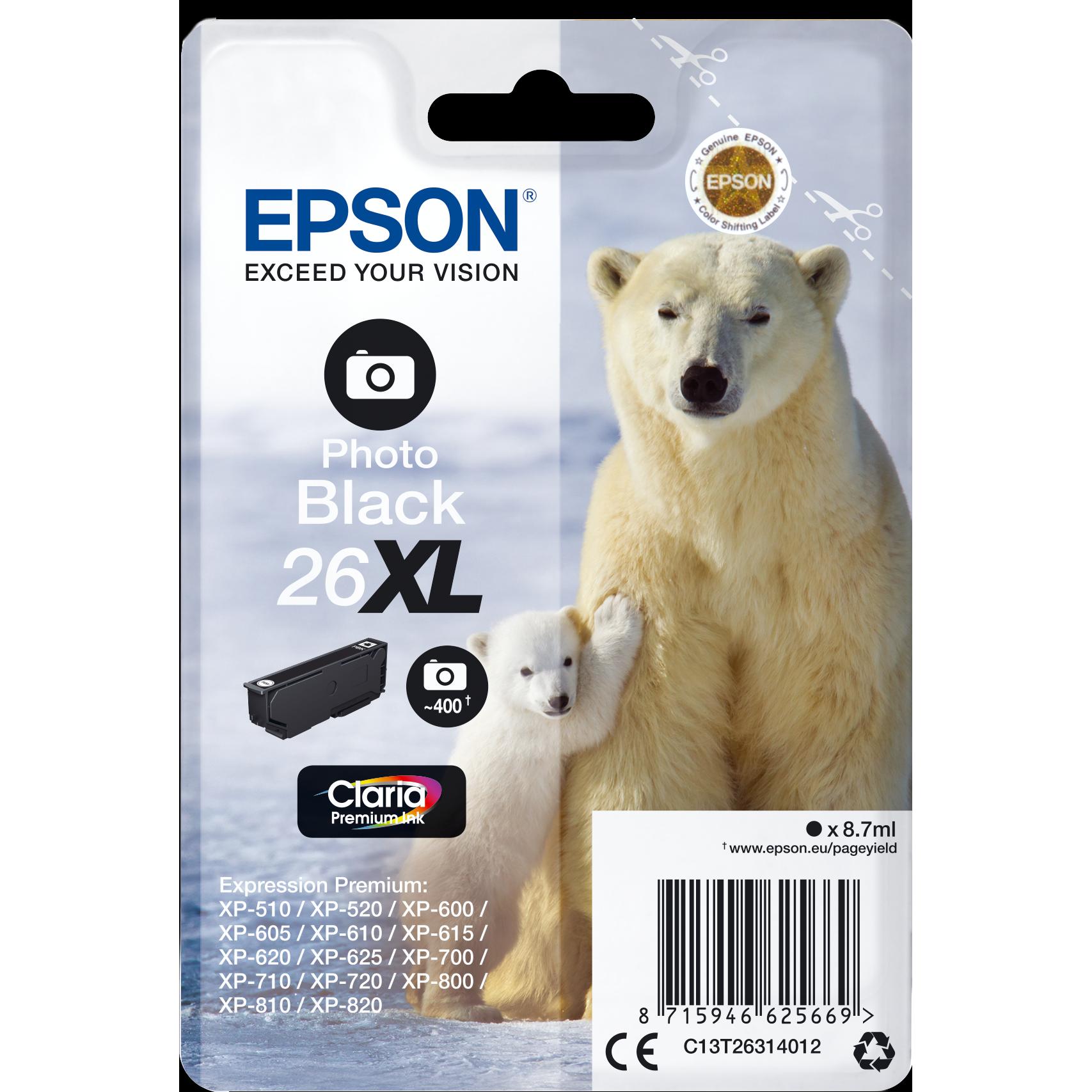 Epson, Druckerpatrone, 26XL Claria Premium (PBK)