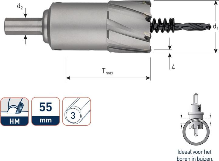 Produktbild Rotec 535.0401 Gatfrees 40 mm schacht 13 mm (40 mm)