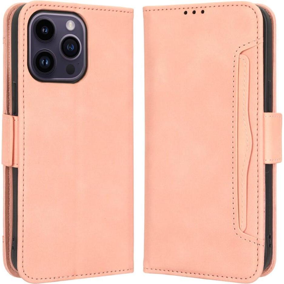 Cover-Discount iPhone 15 Pro - Etui mit vielen Kartenfächer rosa (Apple iPhone 15 Pro), Smartphone Hülle, Rosa