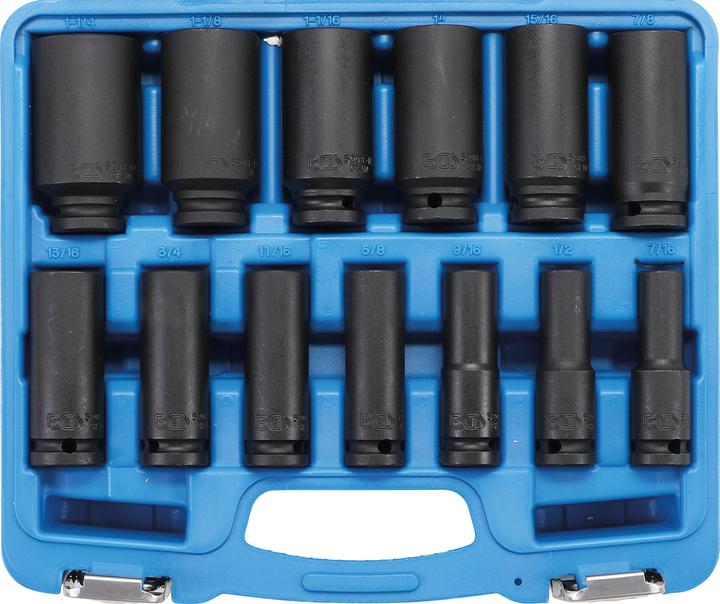 Produktbild BGS Kraft-Steckschlüssel-Einsatz-Satz Sechskant tief 12,5 mm (1/2") Zollgrössen 13-tlg. (1/2")