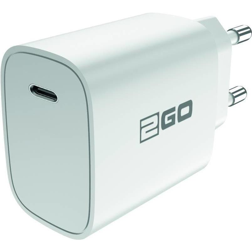 2GO Netz-Ladegerät 100V-240V-Power Delivery-weiss USB Type C (20 W), USB Ladegerät, Weiss