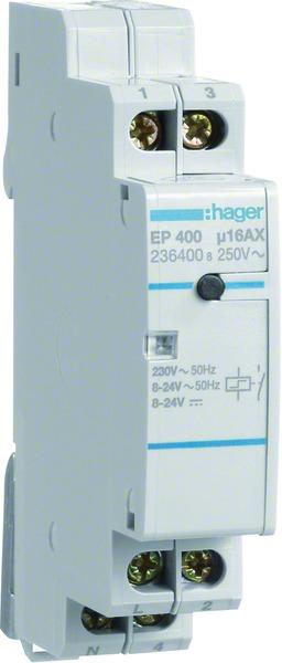 Actual product image Hager HAG EP400 Remote switch 8-230V 1S 16A 8-24VAC/DC u 230VAC