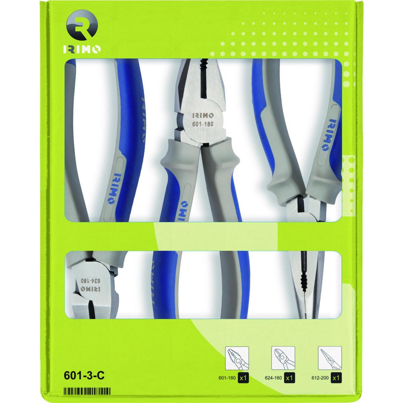 Irimo tangsaet med 3 dele 2-komponent sidebide-, spids og kombinationstang (270 mm) (601-3-C)