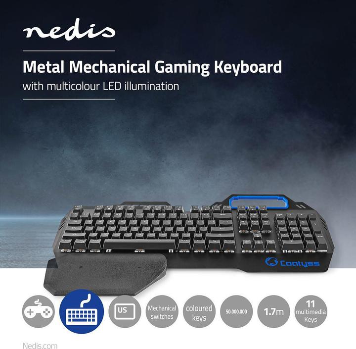 Produktbild Nedis Mechanische Gaming-Tastatur GKBD400BKUS - US International (US, Kabelgebunden)