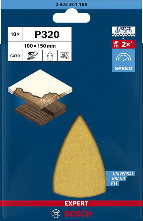 Actual product image Bosch Professional Zubehör Expert C470 Sandpaper with 7 holes for multi-sander, 100 x 150 mm, G 320, 10 pcs. (320)