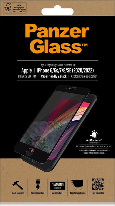 Actual product image PanzerGlass Case Friendly Privacy (1 Piece, Apple iPhone 6, Apple iPhone 6s, Apple iPhone 7, Apple iPhone 8, Apple iPhone SE (2nd Gen), Apple iPhone SE (3rd Gen))