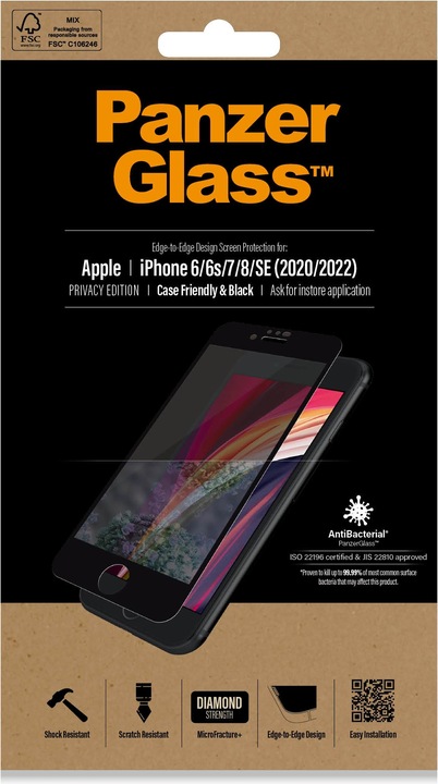 Produktbild PanzerGlass Case Friendly Privacy (1 Stück, Apple iPhone 6, Apple iPhone 6s, Apple iPhone 7, Apple iPhone 8, Apple iPhone SE (2nd Gen), Apple iPhone SE (3rd Gen))