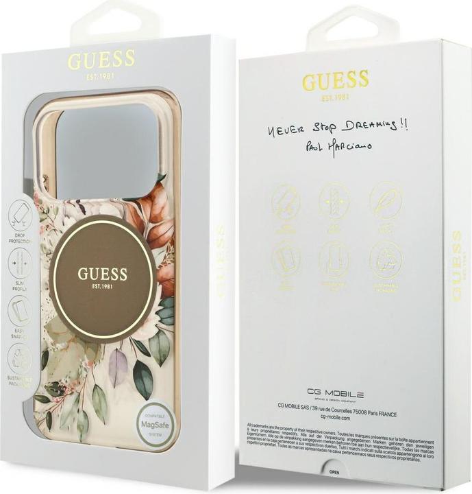 Productafbeelding Guess - IML Flower & Tonal Circle MagSafe (GUHMP17XHFWBDCEW) - iPhone 17 Pro Max - Brown (Apple iPhone 17 Pro Max)