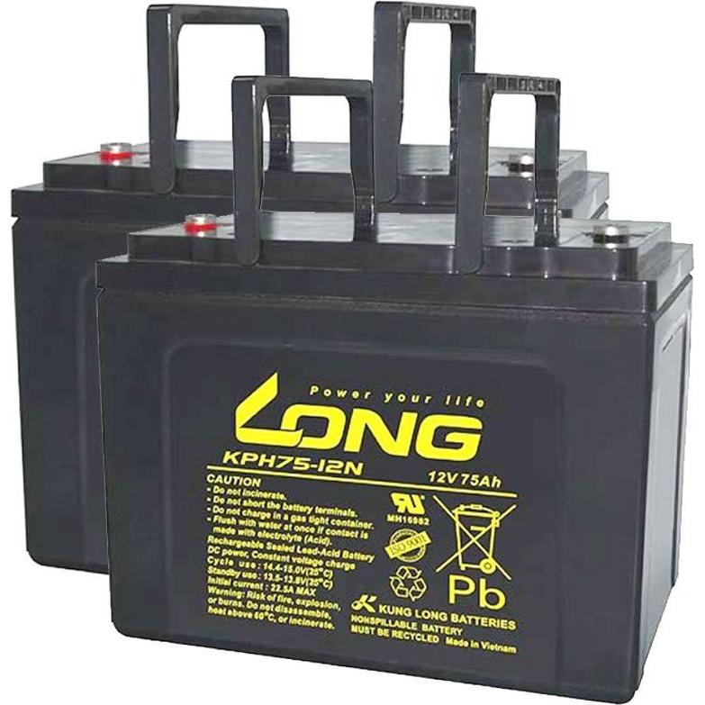 Thumbnail - Kung Long, Batterieladegerät, Akku passend für Vermeiren Carpo 4, 12V 75Ah 2 Stück für 24V Elektromobil E Scooter AGM (1...