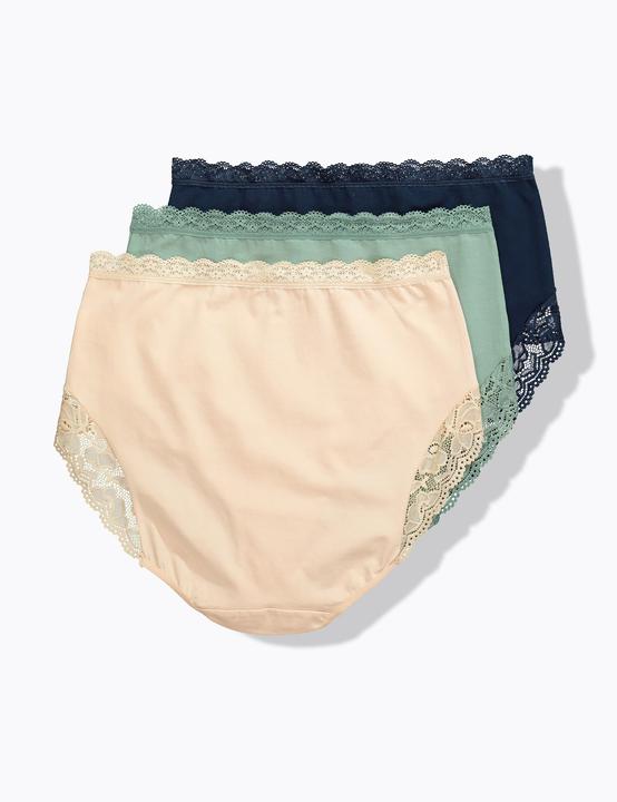 Actual product image Ulla Popken 3 Pack Maxi Briefs- Lace Trim (60)