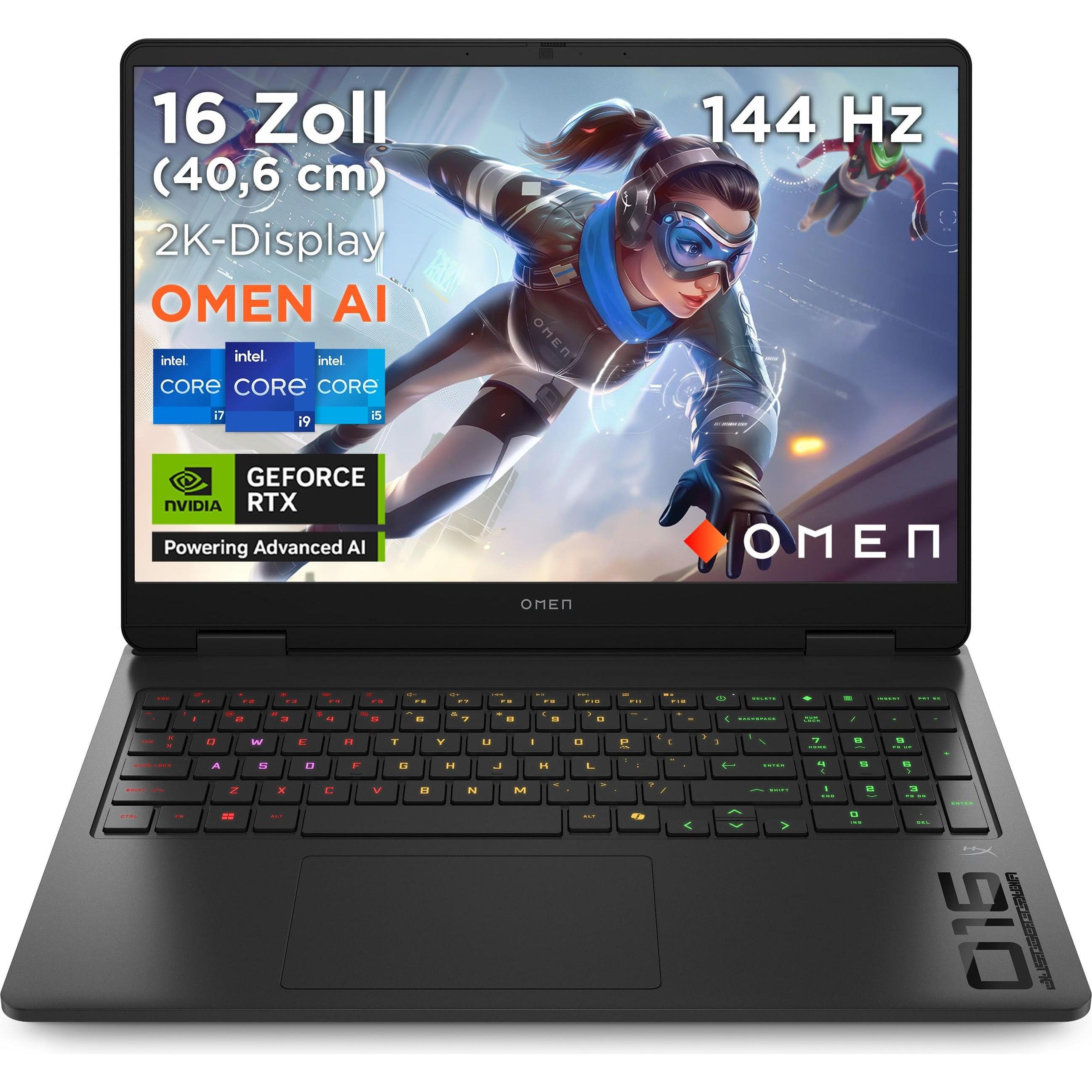 HP Omen 16-am0073ng RTX 5060 (16", 1000 GB, 16 GB, DE, Intel Core i7-14650HX), Notebook, Schwarz