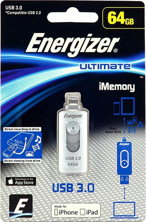 Energizer iMemory Dual Connector USB3.0/Lighning Flash Drive 64GB (64 GB)
