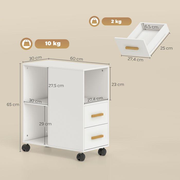 Actual product image Swisshandel24 Druckertisch, verstellbar, Rollen für Fax Scanner, 60x30x65cm, Weiss (60 x 30 x 65 cm)