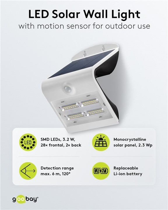 Image du produit Goobay Applique solaire à LED (400 lm, IP65)