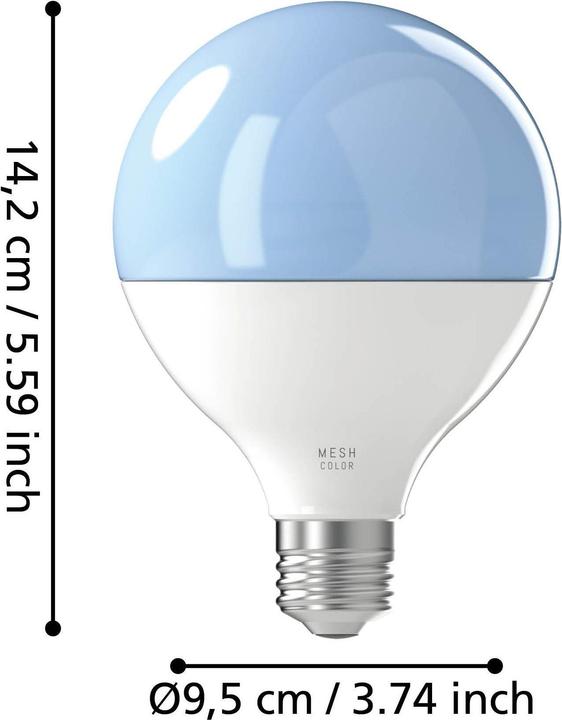 Produktbild EGLO E27 LED-Z MATTER G95 RGB/CCT 14W 1600lm opal (E27, 1600 lm, 1x)