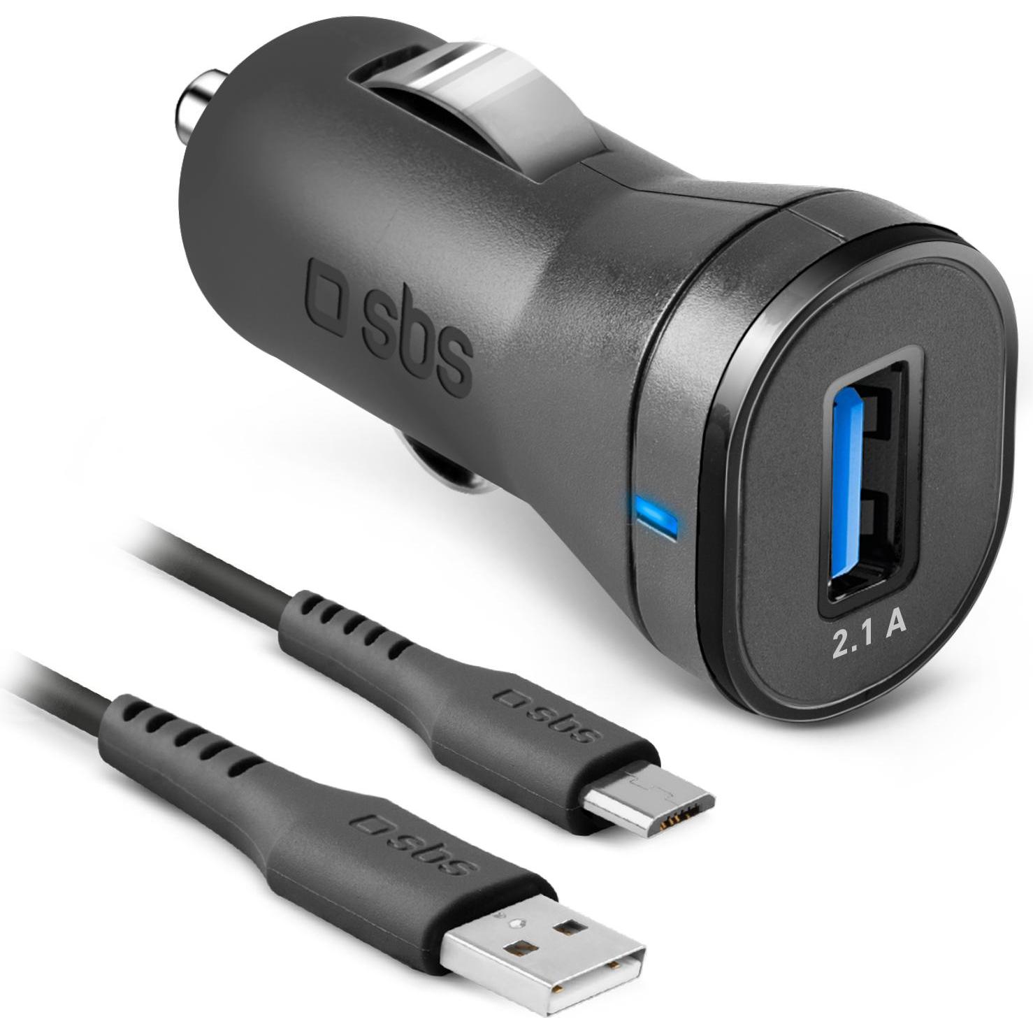 SBS Auto-Ladeset mit Micro-USB, Auto Adapter, Schwarz