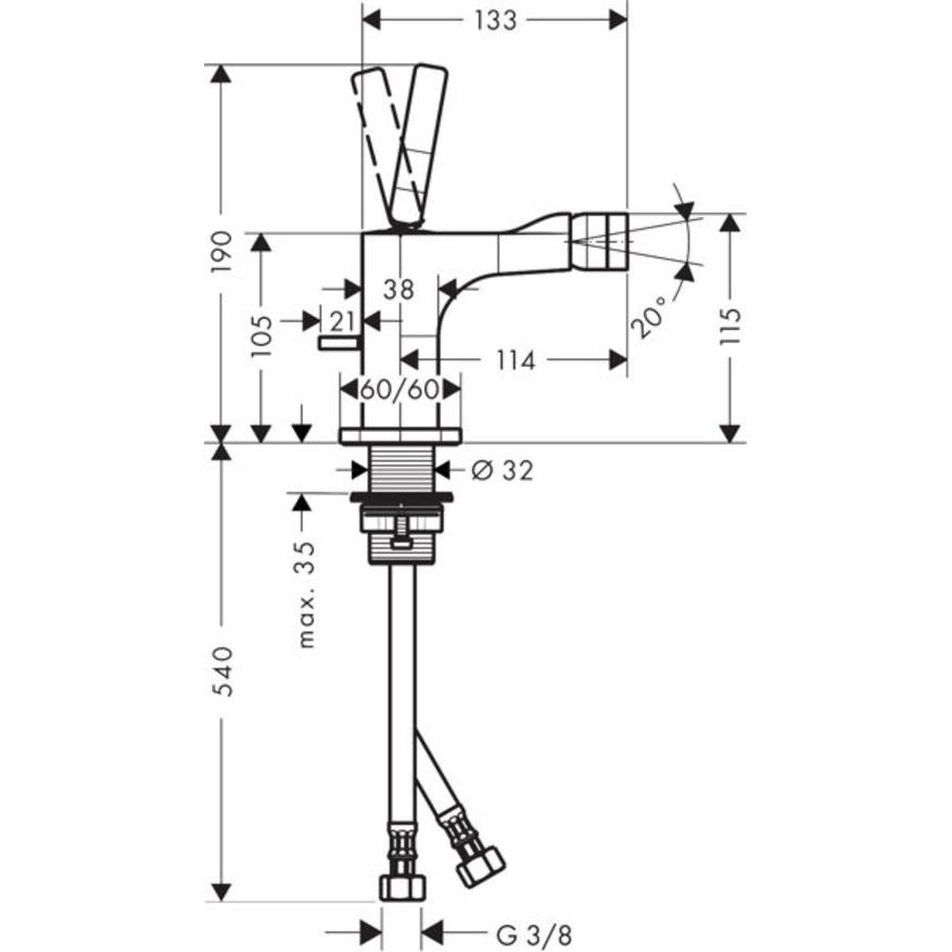 Thumbnail - hansgrohe, Badarmatur, Einhebel-Bidetmischer AXOR CITTERIO E DN 15 m ZAG 1 1/4" brushed black chrome