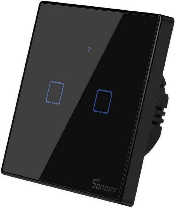 Actual product image Sonoff T3EU2C - 2-gang Wi-Fi Smart Wall Switch - Black