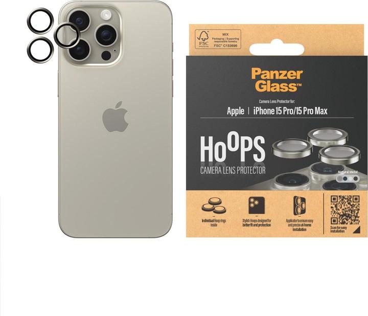 Immagine prodotto PanzerGlass Protezione dell'obiettivo della fotocamera Hoops (1 Pezzo/i, Apple iPhone 15 Pro Max, Apple iPhone 15 Pro)