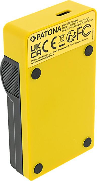 Immagine prodotto Patona Caricatore USB sottile con ingresso USB-C per Konica Minolta Nikon EN-EL3 Dynax 5D 7D Nikon EN-EL3 M (Caricabatterie per fotocamere)