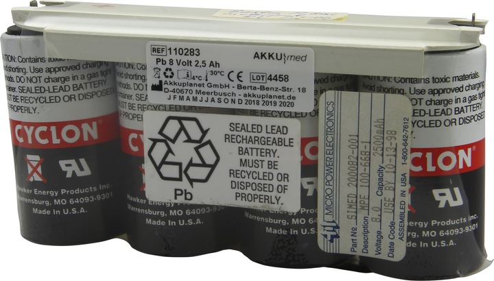 AccuCell Lead acid battery suitable for Baxter PulsoxiMeter ASAT 8,0 Volt 2,5 Ah CE conform