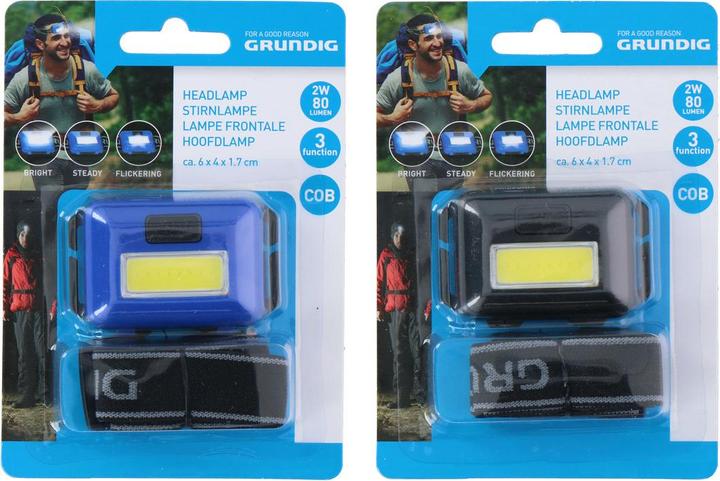 Image du produit Grundig Lampe frontale à LED COB 2 W bleue (80 lm)