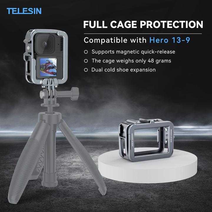 Actual product image Telesin Metal Cage V2 For GoPro HERO 13/12/11/10/9 (T-S6-FMS-14-TGP)