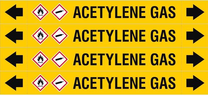 Label énergétique Brady ASME - Marqueurs de tubes - Gaz acétylène