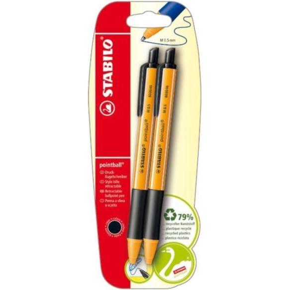 STABILO, Schreibstifte, pointball 2er Blister schwarz B-43718-10 (Schwarz, 2 x)