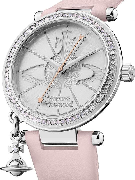 Actual product image Vivienne Westwood Orb Pastelle Ladies Quartz Watch with Silver Dial and Leather Strap