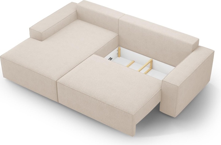 Actual product image Micadoni Bouclé Left Corner Sofa With Bed Function And Box, "Jodie", 3 Seats, 246x151x86 Made in Europe (Corner sofa)