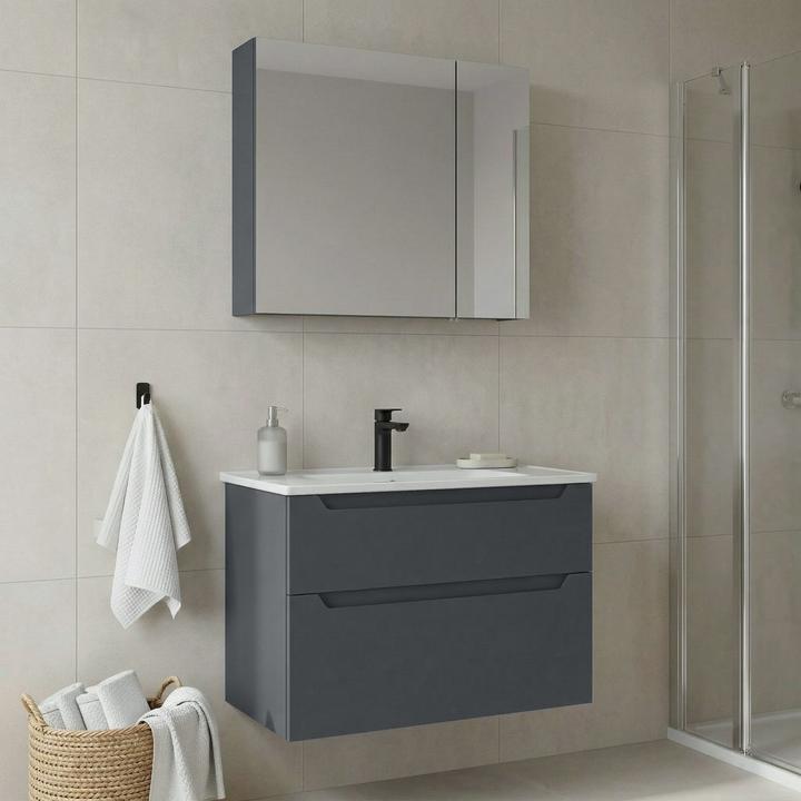 Produktbild Homitis Messina 85 v2 Bathroom Cabinet With Sink & Mirror Set (2 Pieces)