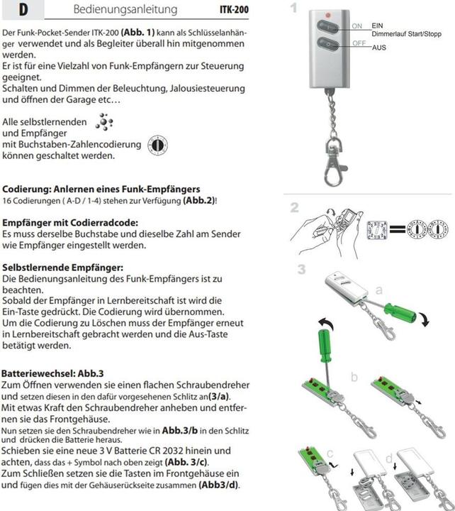 Actual product image intertechno Radio mini transmitter ITK-200 (Device-specific remote control, Radio Frequency (RF))