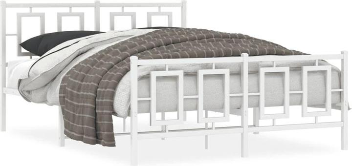 Actual product image vidaXL Bettgestell Kopfteil Fussteil Bett Metallbett Doppelbett Weiss 140x200cm (140 x 200 cm)