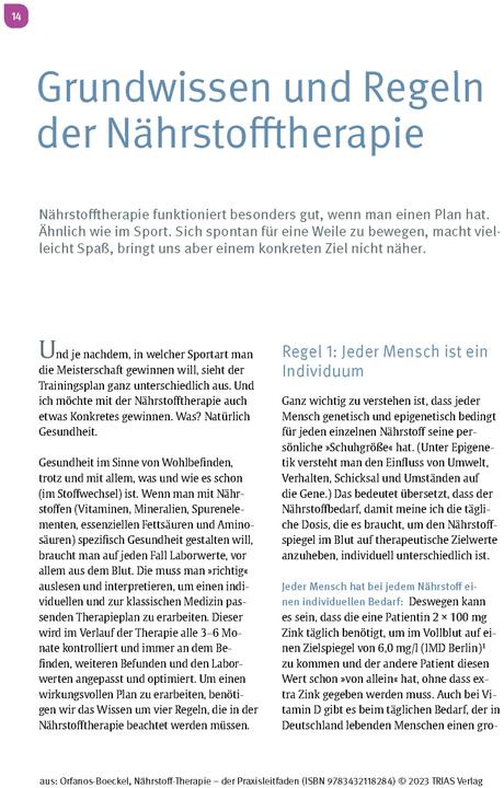 Immagine prodotto Nährstoff-Therapie - der Praxisleitfaden (Tedesco, Helena Orfanos-Boeckel, 2023)