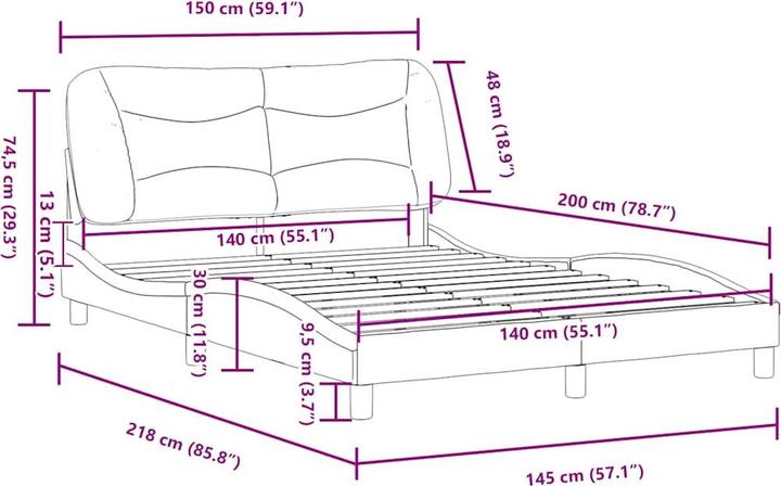 Image du produit vidaXL Bettgestell (140 x 200 cm)