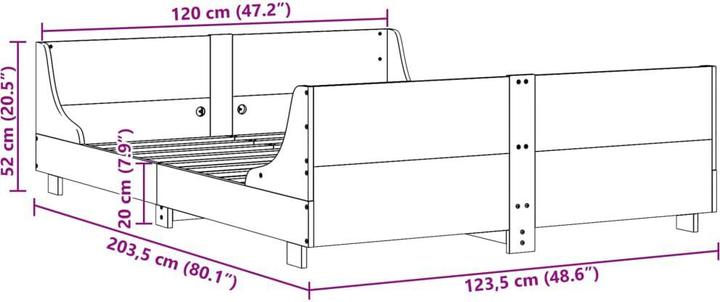 Produktbild vidaXL Bettgestell (120 x 200 cm)