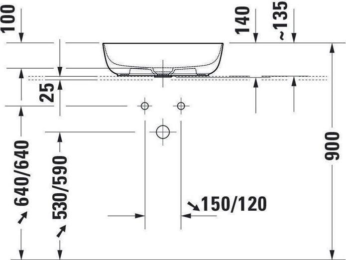 Immagine prodotto Duravit Lavabo da appoggio LUV o ÜL HLB 500x350mm o HL bianco satinato WG (Lavandino montato in alto, 35 cm, 50 cm)