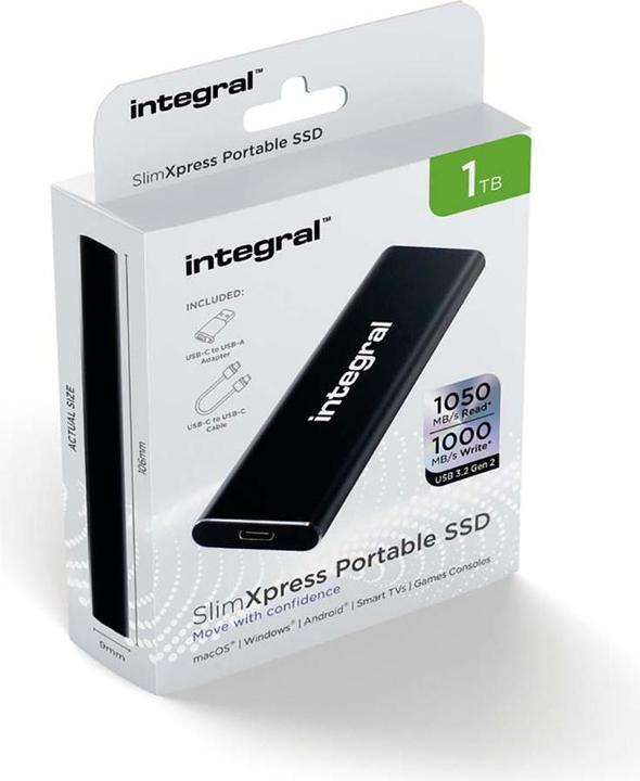 Actual product image SlimXpress Portable SSD 1 TB Black (1 TB)