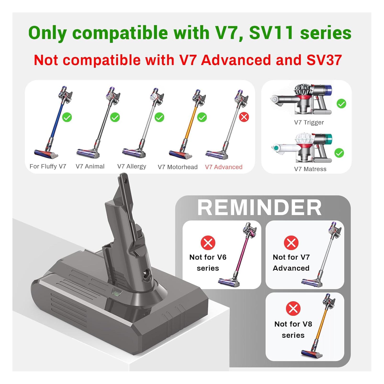 V7 Batteria Sostitutiva 6000mAh Per Dyson V7 - Compatibile Con Serie Animal, Fluffy, Motorhead, Trigger - 2
