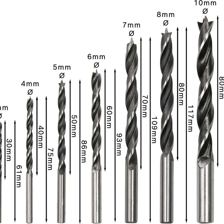 Actual product image Bosch Professional Zubehör PRO Wood twist drill set. 7 pcs. (8 mm, 10 mm, 4 mm, 3 mm, 5 mm, 6 mm, 7 mm)