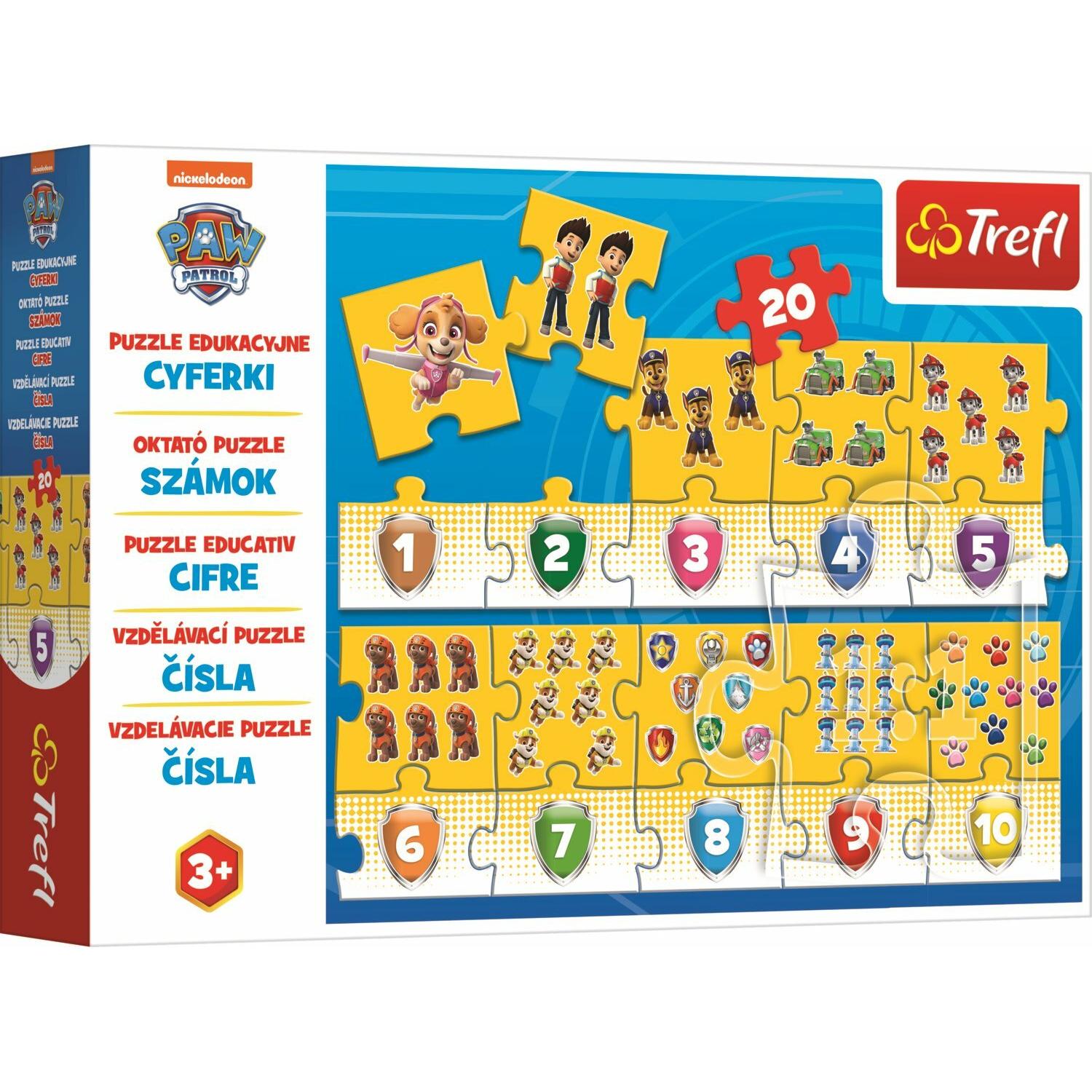 Trefl Puzzle mit 20 pädagogischen Paw Patrol-Nummern (20 Teile)