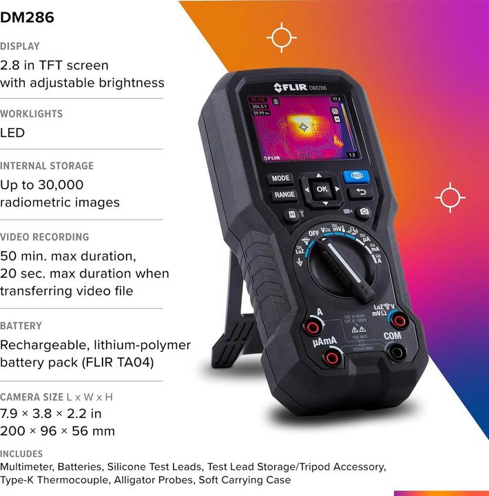 Actual product image Flir DM286 Hand-held multimeter integrated thermal imaging camera CAT III 1000 V, CAT IV 600V Display (CAT III 1000V, CAT IV 600V)