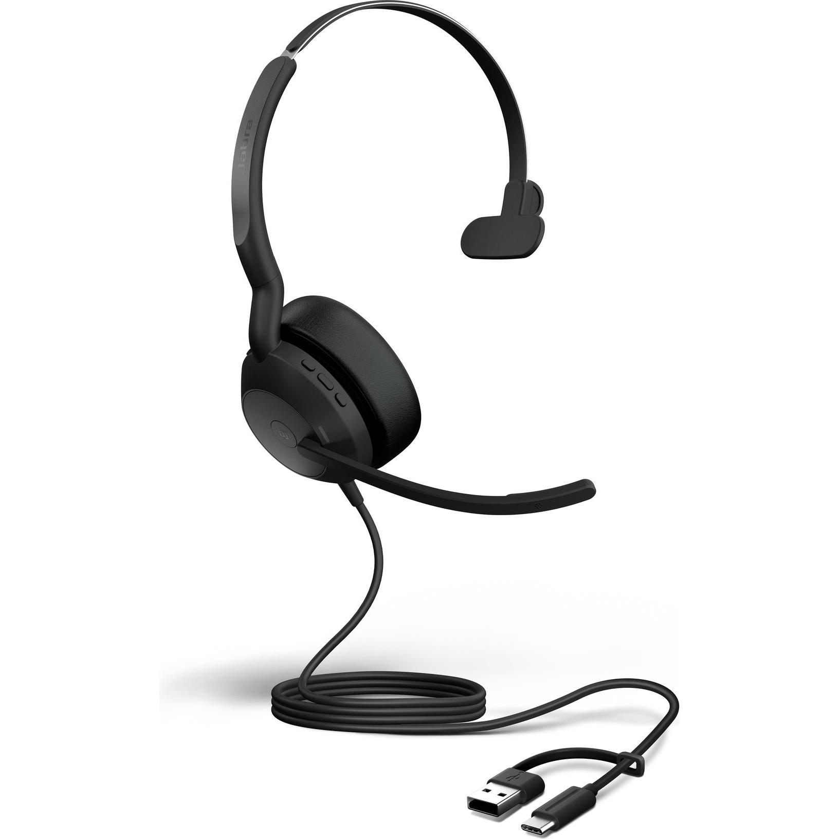 Jabra Evolve2 50 (Kabelgebunden, USB-A), Office Headset, Schwarz