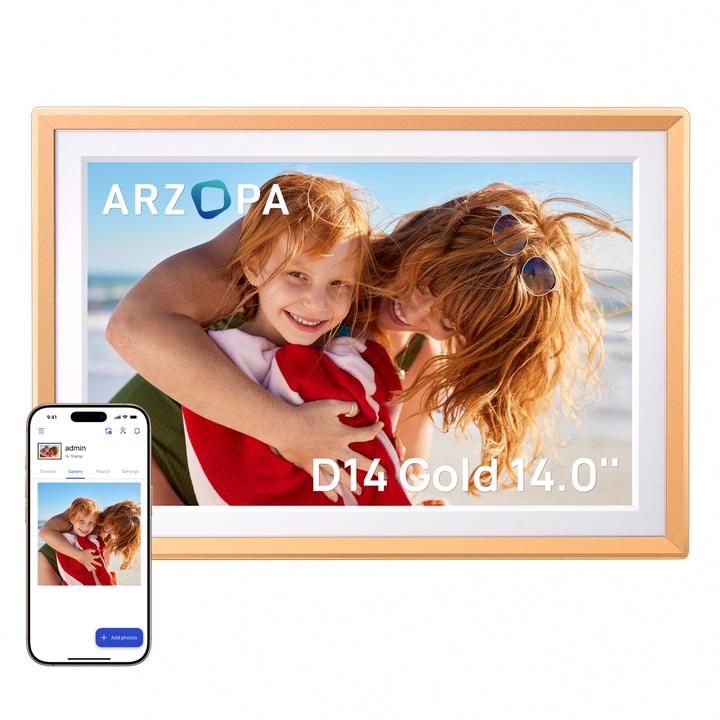 Image du produit Arzopa Digital photo frame D14 Golden (gold) (14", 1920 x 1200 pixels)