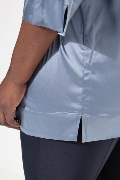 Produktbild Ulla Popken Blusenshirt, Satin, Boxy, V-Ausschnitt, 3/4-Arm (46, 48)