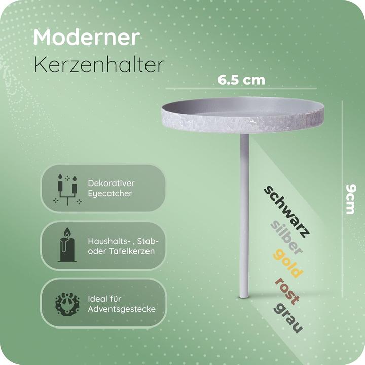 Produktbild Novaliv 4x Kerzenpick Flach 6,5 cm GRAU